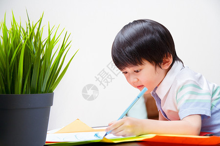 中国儿童看书绘画的儿童设计图片