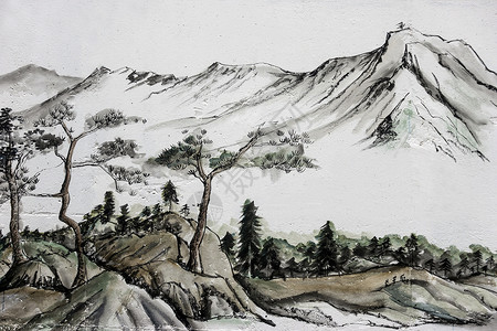抽象水墨山水画水墨中国风传统艺术简约背景背景