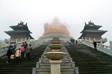 宁波奉化布袋和尚像弥勒大佛寺庙高清图片素材