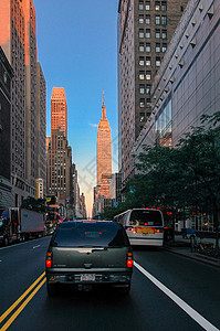纽约曼哈顿夜景美国城市街道背景