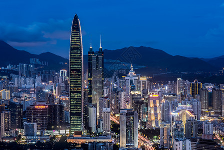 深圳地标建筑城市夜景风光背景图片