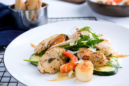 饮食瘦身普罗旺斯的海鲜沙拉背景