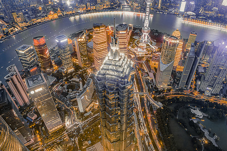 上海浦东夜景金色年华-陆家嘴背景