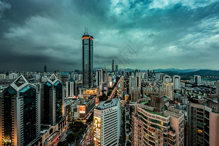 电影之夜电影胶片感的深圳城市夜景背景