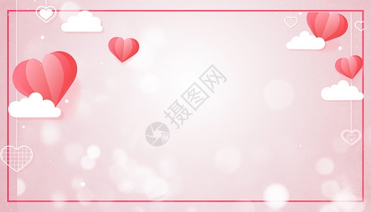 大红色花瓣爱心情人节母亲节粉色背景设计图片