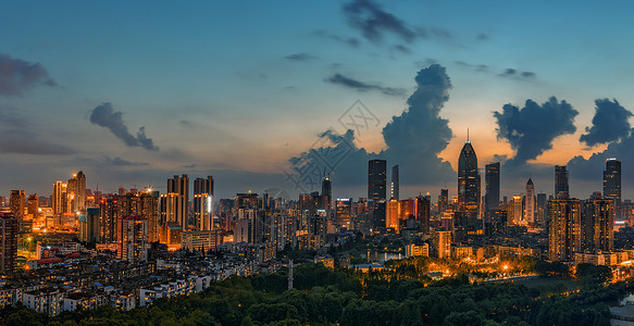 工程经济武汉城市高楼夜景背景