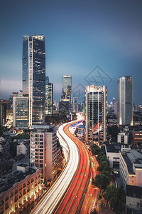 夜晚城市马路上海城市风光建筑夜景背景