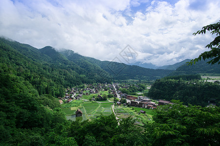 绿野仙踪日本白川乡的夏日背景