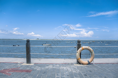 避风港救生圈夏日清新海洋救生圈素材背景