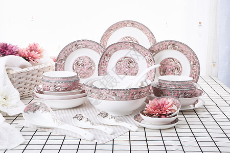 陶瓷碗白底图餐具套装背景