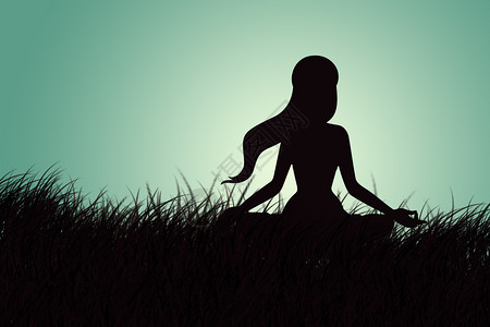 瑜伽坐坐着练功的女人设计图片