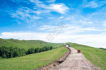 大气汽车草原天路背景