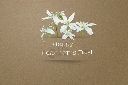 一束白色百合花教师节创意纸卡祝福设计图片