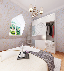 3DMAX欧式歇顶卧室效果图背景