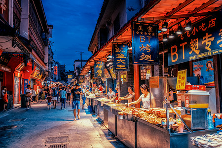 武汉户部巷美食一条街背景