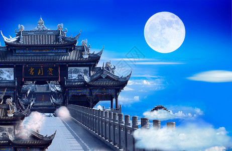 中国艺术风中秋赏月素材设计图片
