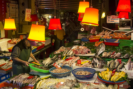 台湾淡水海鲜市场高清图片