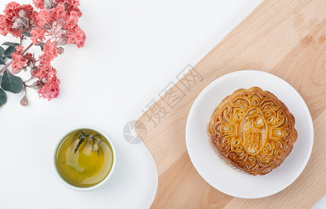 茶品牌花好月圆 中秋节美食月饼背景