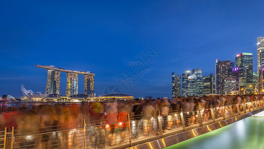 国庆人山人海新加坡夜景背景