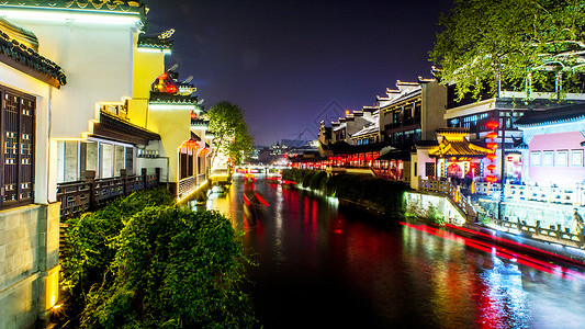 南京秦淮河夜景河流高清图片素材