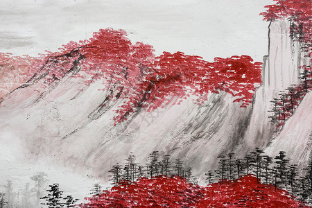 彩色山水画中国传统水墨国画艺术背景