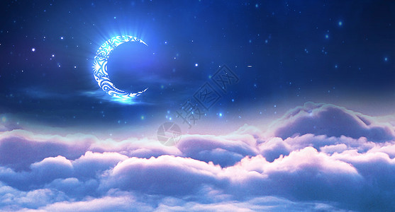 云海上的月亮背景图片