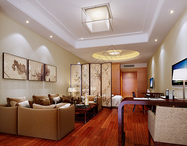 新中式大厅大气的中式客厅效果图背景