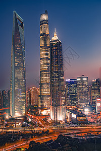 上海浦东夜景上海地标三件套夜景背景