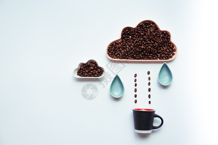 云朵可爱素材咖啡豆创意摆放背景