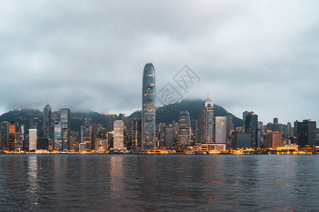 维多利亚港的夜景香港维港景色背景