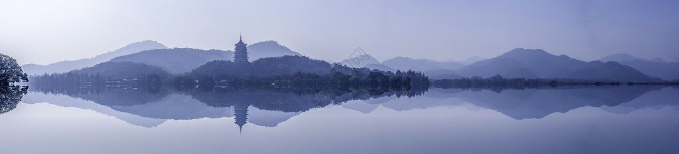 水墨粽子西湖雷峰塔背景