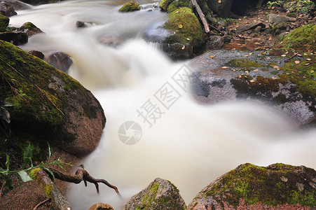 瀑布山水画小溪风光素材背景