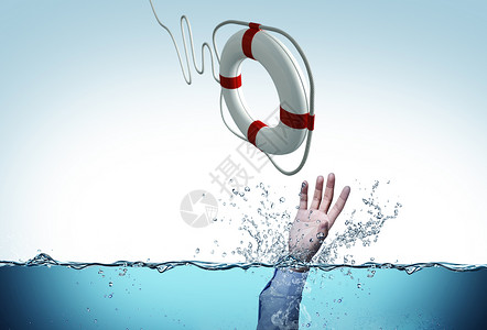 在水中游泳的人丢救生圈救水里挣扎人设计图片