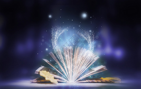梦幻水滴与树叶梦幻科幻书本烟雾背景设计图片