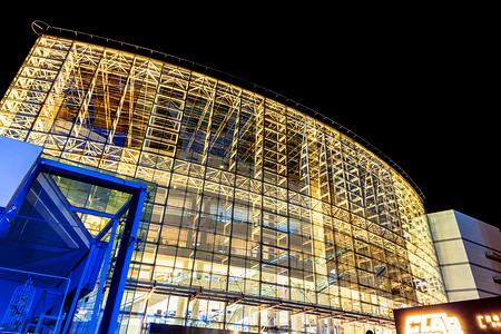 玻璃夜景玻璃框架结构建筑背景
