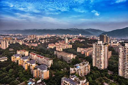 重庆商场俯瞰城市背景