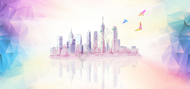 彩色东建筑背景设计图片