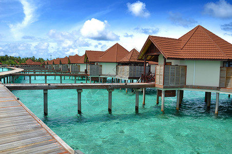 马尔代夫水屋背景