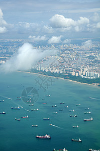 新加坡航拍城市海岸线高清图片