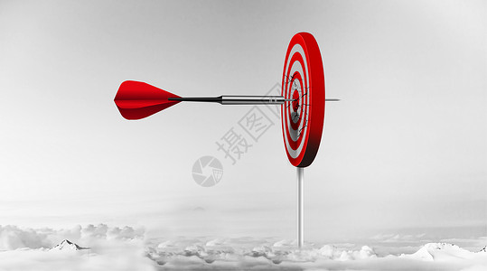 企业文化创意背景射穿靶子的飞镖设计图片