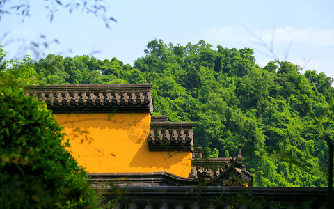 墙面建筑杭州灵隐寺背景