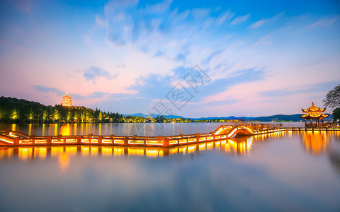 西湖夜景杭州西湖风景高清图片