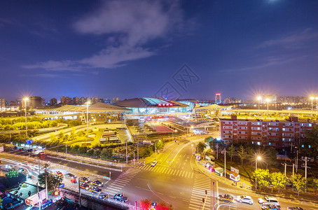 北京南站夜景背景图片