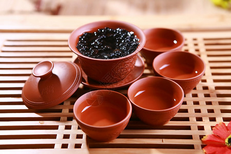 中国风艺术罐子紫砂茶具背景
