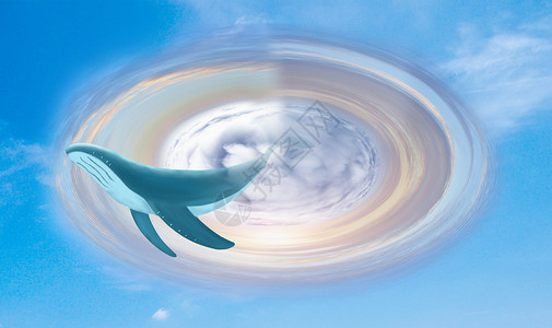 超现实背景飞翔的海豚鱼高清图片