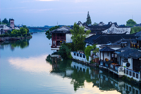 上海青浦朱家角古镇背景