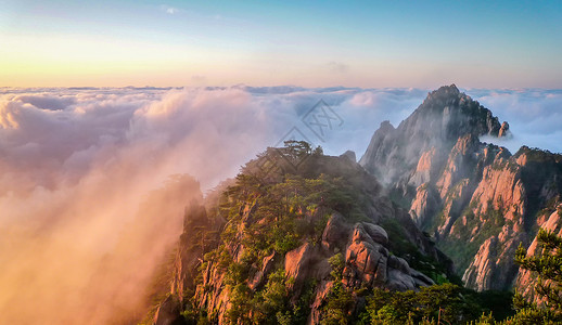 日出云海黄山风光美景图片素材