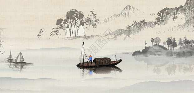 山水风格水墨中国风背景设计图片