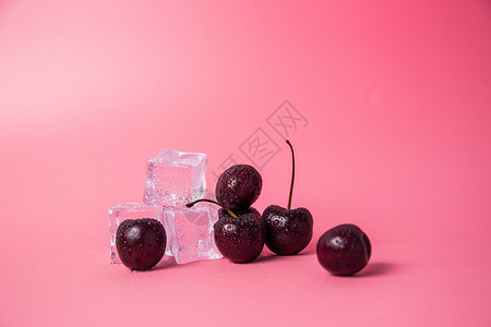 冰块车厘子板材与果子高清图片