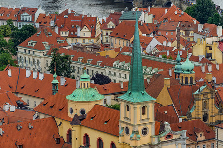 捷克布拉格天文钟俯瞰背景图片